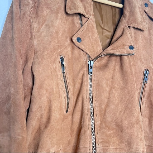 OPEN EDIT Men’s Genuine Suede Leather Moto biker Jacket Camel Brown XL NWOT - Picture 5 of 12